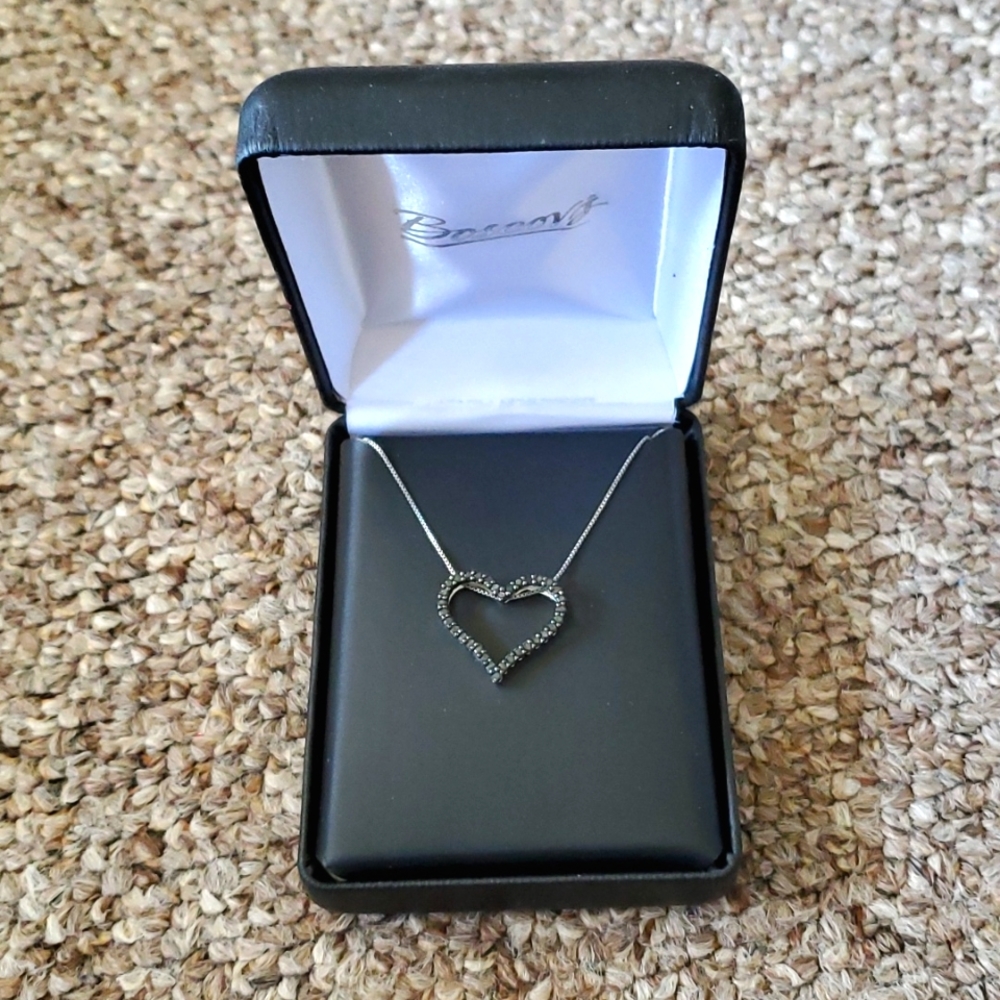 Boscov's Black Diamond Heart Necklace